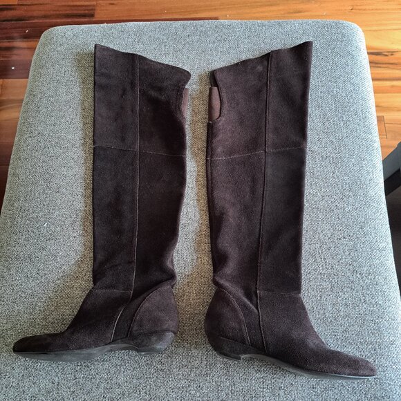 Beautiful! Dark Brown Genuine Real Suede Over knee boots or wear it slouchy! 6.5 - Picture 4 of 6